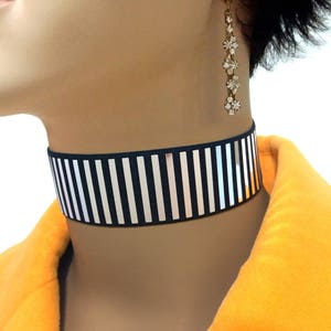 Silver black sequins fashion choker collar prom necklace, wide fabric shiny elegant chic neck choker necklace drag queen jewelry accessories image 1