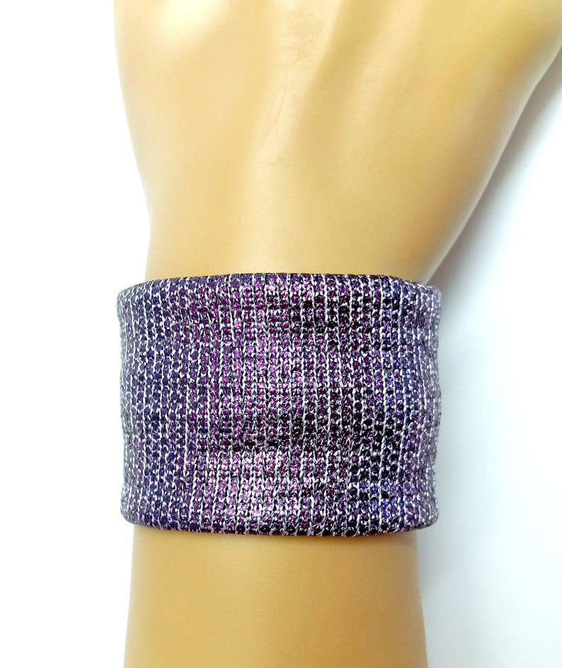 Fashion Purple wrist choker fabric cuff prom bracelet under 10 Drag queen jewelry accessories outfit gay pride gift for her elegant bracelet image 2