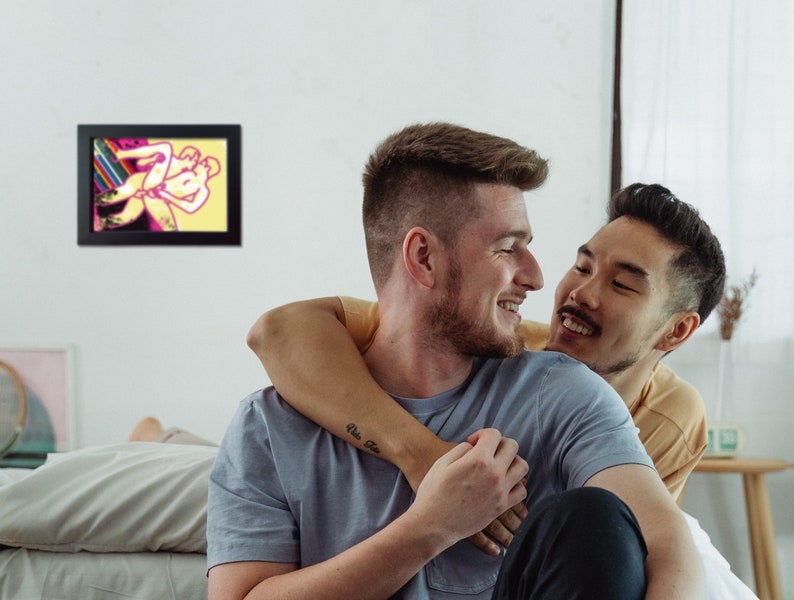 Œuvre dart encadrée de sexe gay. Couples LGBTQ dans lamour, lart de mur homosexuel de nudité masculine image 6