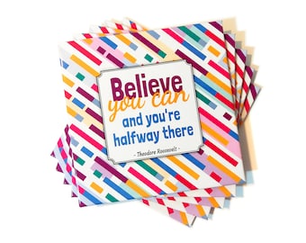 Set of 5 Coasters with encouraging quotes