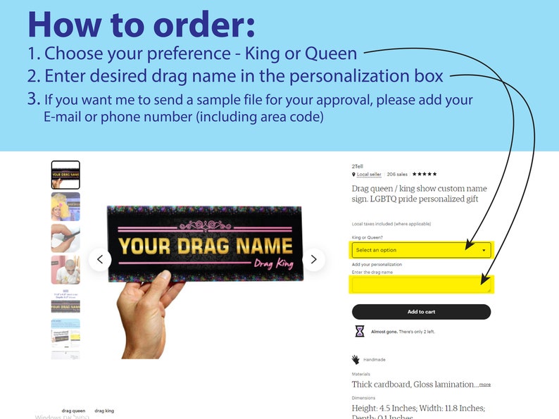 Personalized Drag name sign for queen or king performer image 10