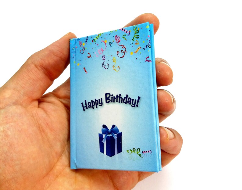 Happy birthday unique card in a hard cover mini blank book form image 1
