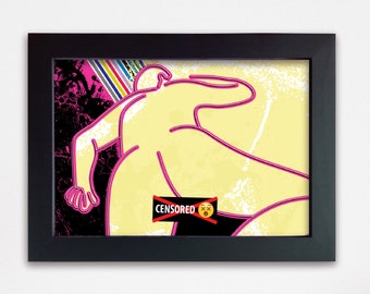 LGBTQ framed chubby gay erotic fine art. Male nudity drawing wall art print