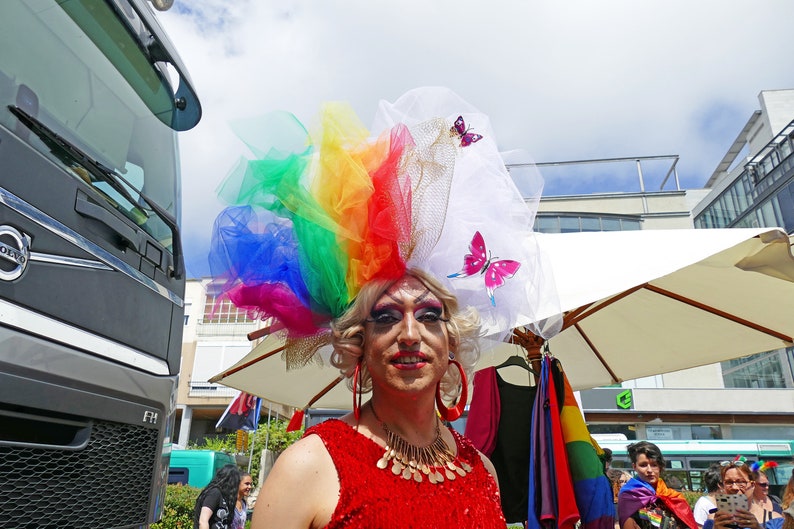 Rainbow headpiece fascinator for gay parades image 7