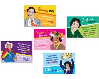 5 gay pride postcards set with famous gay people who fought for lgbtq rights throughout history