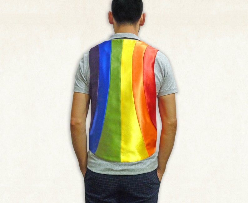 LGBT Gay rainbow pride flag vest shirt outfit clothing, Drag queen outfit, rainbow pride parade vest shirt, LGBT Gay gift Drag queen costume image 1