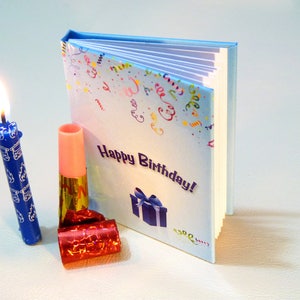 Happy birthday unique card in a hard cover mini blank book form image 4
