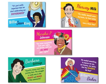 5 gay pride magnets set with famous gay people who fought for lgbtq rights throughout history