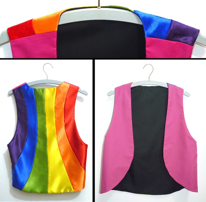 LGBT Gay rainbow pride flag vest shirt outfit clothing, Drag queen outfit, rainbow pride parade vest shirt, LGBT Gay gift Drag queen costume image 3