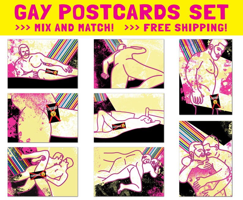 image 0 ... Naked sexy homoerotic hot nude gay men LGBT pride postcard set | Etsy