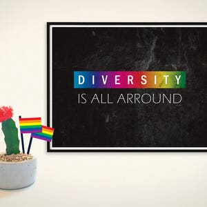 Equality, Support LGBT Gay Bi Transgender Lesbian pride, LGBT inspiration digital printable quote gift wall decor, Be yourself, Be different image 2