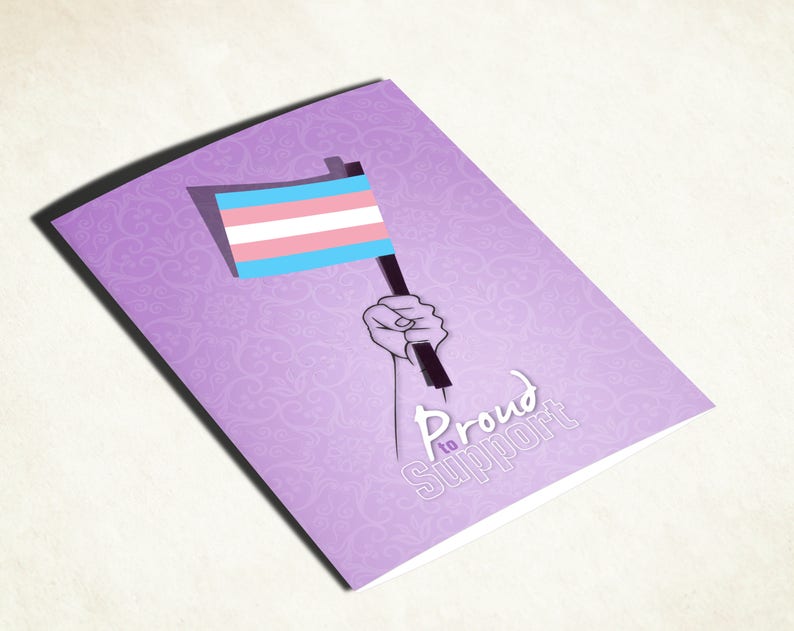 LGBTQ pride trans flag card. Transgender coming out of the closet support card image 1