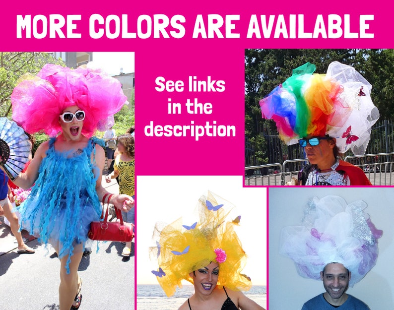 LGBTQ headpiece fascinator. Gay rainbow pride outfit for drag queen imagem 7