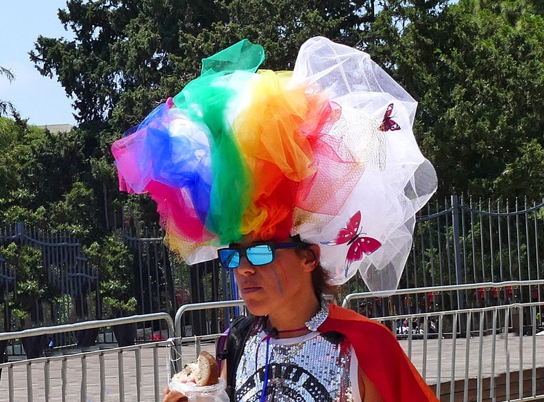 Rainbow headpiece fascinator for gay parades image 1