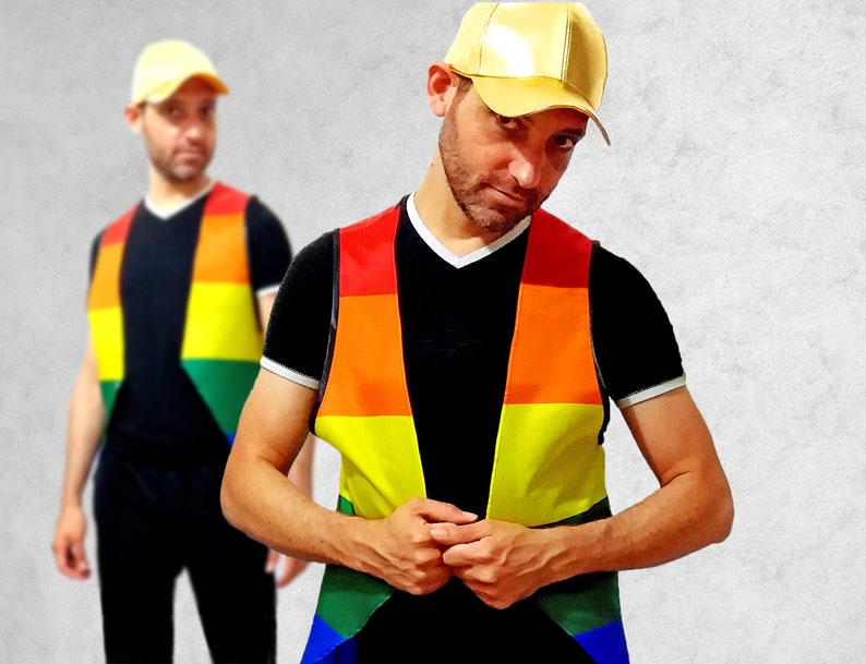 LGBTQ gay rainbow pride flag vest shirt. Perfect outfit gift for lesbian, queer, drag queen or king image 2