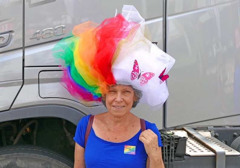 Rainbow headpiece fascinator for gay parades image 4