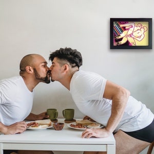 Œuvre dart encadrée de sexe gay. Couples LGBTQ dans lamour, lart de mur homosexuel de nudité masculine image 8