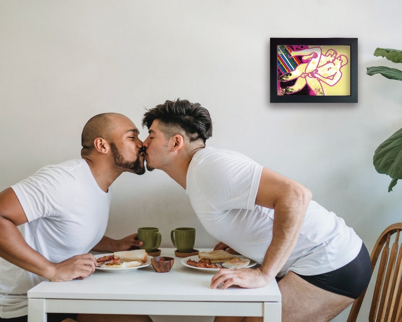 Œuvre dart encadrée de sexe gay. Couples LGBTQ dans lamour, lart de mur homosexuel de nudité masculine image 8