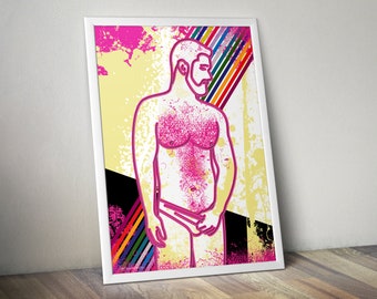 Sexy hot gay poster. LGBTQ pride wall decor art, printable naked men