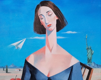 Original oil artwork,handmade art,red apple,Acrylic painting,Mixcd-media,on linen,Hongtao