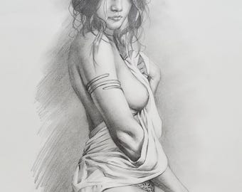 Original artwork,Female Nude,Pencil Drawing,Human Body,sketch,sexy girl