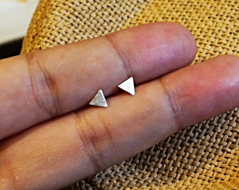 Small Triangle Stud Earrings TSGM074 4 mm Small Triangle Earrings,sterling Silver Earring,jewelry Sliver Stud Minimalist Earrings