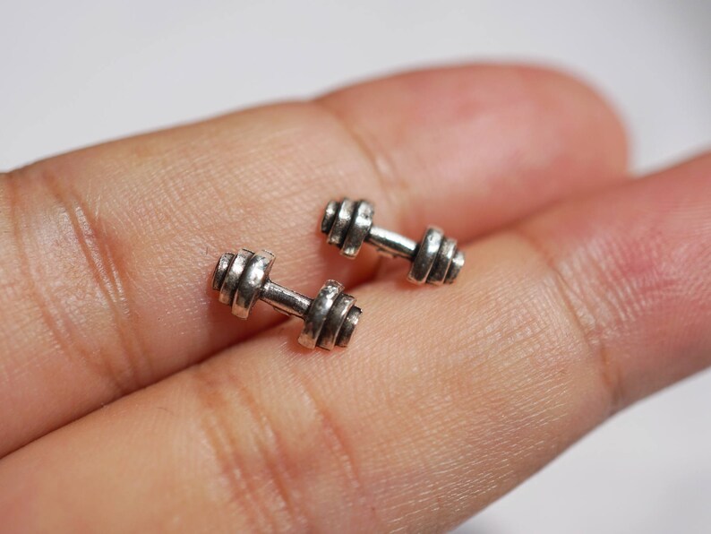 Dumbbell Stud EarringsFitness earrings Weight Lifter Etsy