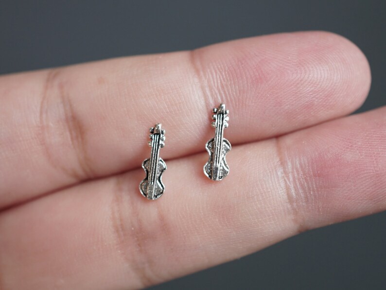 Sterling Silver Violin Ear Studs Violin Earrings Silver Etsy