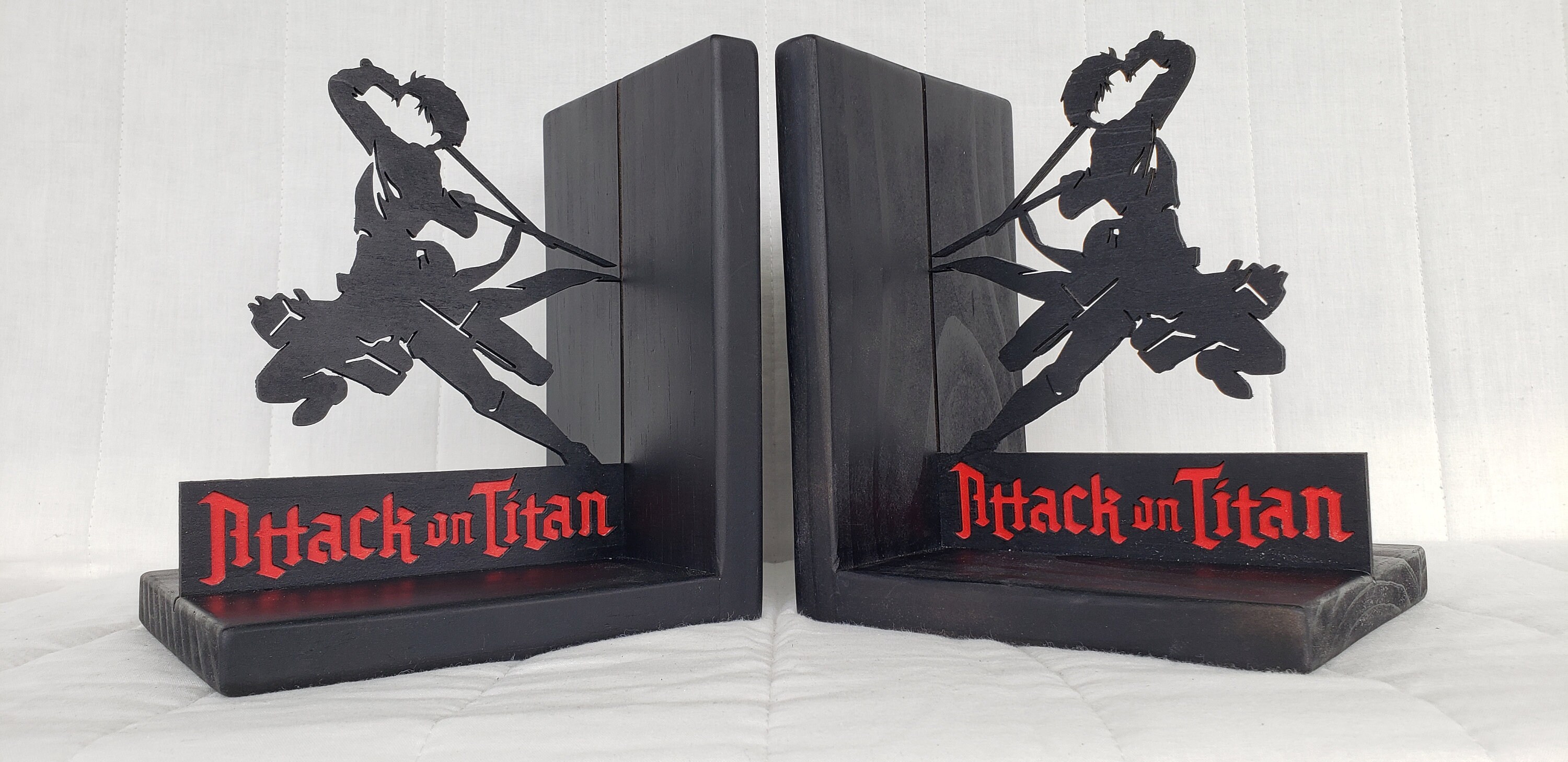 Attack on Titan Fighter Anime Inspried Bookends | Etsy