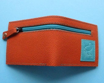 Basketball leather wallet with zip