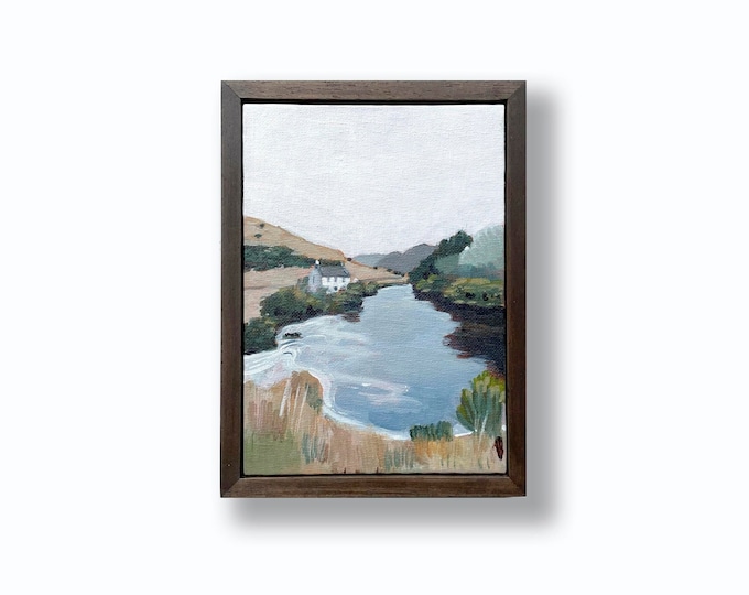 Solace in Lough Dan, acrylic on canvas panel, framed