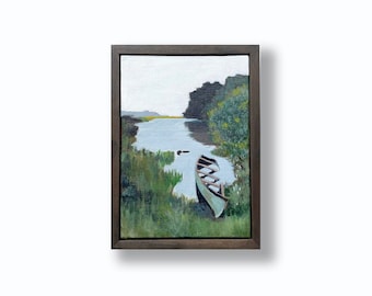 Solace in Lough Fee, acrylic on canvas panel, framed