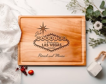 Las Vegas Wedding Gift, Personalized Cutting Board, Newlywed Gifts, Maple Charcuterie Board, Custom Cherry Cutting Boards, Gift for Couple