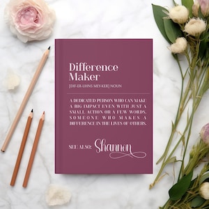 Personalized &#39;Difference Maker&#39; Hardcover Journal: Mentor Gift