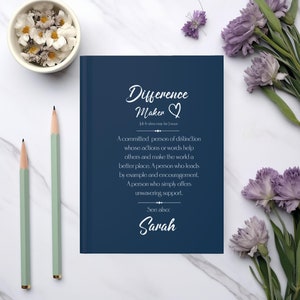 Personalized &#39;Difference Maker&#39; Hardcover Journal: Mentor Gift