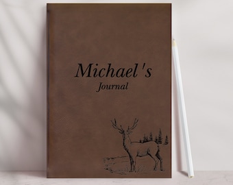 Personalized Leatherette Hunting Journal: Engraved Deer Notebook l 17