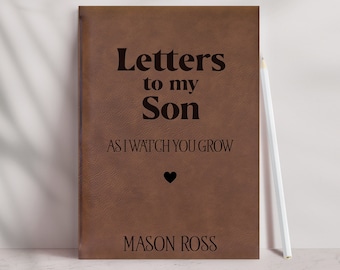 Letters to my Son Journal, Personalized Leather Notebook, Engraved Faux Leather Journal, Son Keepsake, Baby Memory Book, Gift for Him, Book