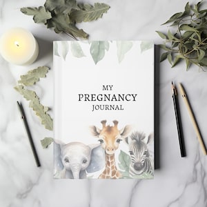 Pregnancy Journal for First Time Mom, Pregnancy Planner, Cute Pregnancy Journal, Zoo Animals Notebook, Pregnancy Christmas Gift for Her