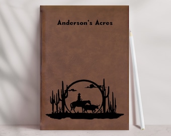 Engraved Western Journal: Personalized Ranch Guestbook, Vegan Leatherette l 22