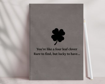 Four Leaf Clover Journal, Best Friend Gift, Bestie Gift, Christmas Gift for Friend, Birthday Gift, Engraved Journal, Custom Notebook