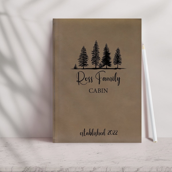 Personalized Cabin Guest Book, Engraved Leather Notebook, Lake House Journal, Customized Leather Gift, Leatherette Journal, Cottage Decor