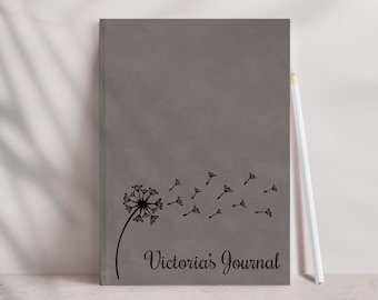 Journal pissenlit, carnet pissenlit, journal intime pissenlit, cadeau personnalisé pour elle, cadeau pour maman, journal en cuir personnalisé, cadeau de remerciement