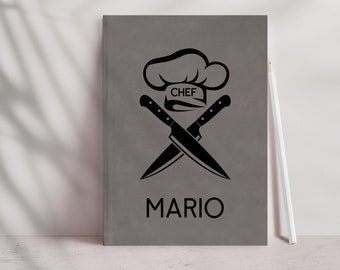 Personalized Chef Recipe Journal: Engraved Vegan Leather Notebook