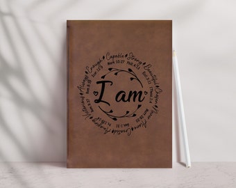 Engraved Vegan Leather Journal: Positive Affirmations, Goal Setting l 14