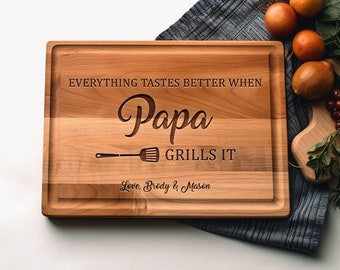 Fathers Day Cutting Board, Grandpa Gift, Gift for Papa, Fathers Day Gift for Grandpa, Grilling Gifts, Grill Master Gift, Gift for Chefs