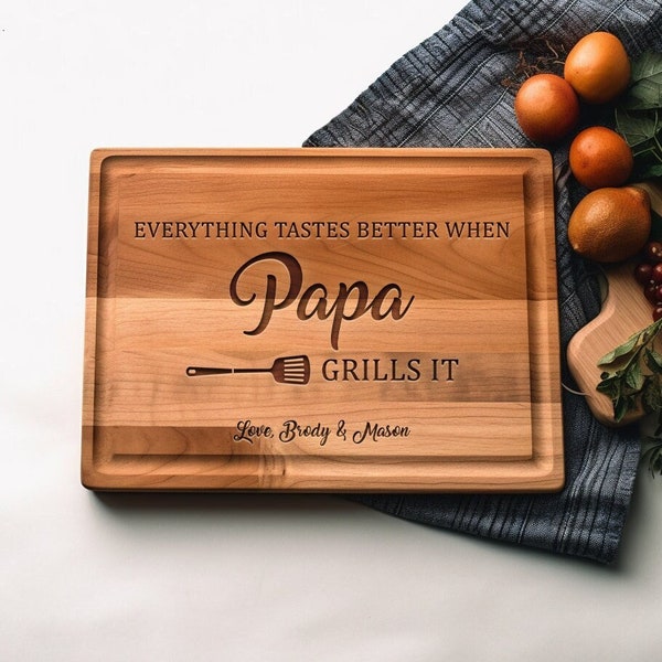 Fathers Day Cutting Board, Grandpa Gift, Gift for Papa, Fathers Day Gift for Grandpa, Grilling Gifts, Grill Master Gift, Gift for Chefs