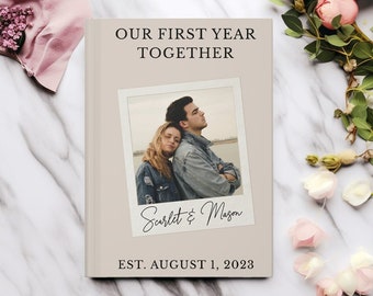 Our First Year Together Journal, Personalized Couple Notebook, Custom Photo Memory Journal, First Anniversary Gift, Paper Gift Husband Wife