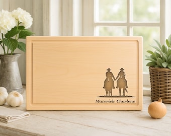 Personalized Cowboy Cutting Board: Engraved Charcuterie Board, 10
