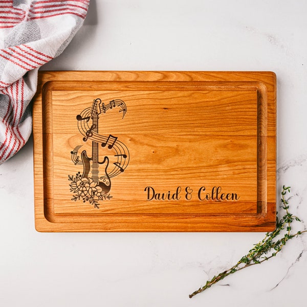 Guitar Cutting Board, Music Cutting Board, Music Lover Gifts, Song Writer Gifts, Chopping Board, Personalized Gift, Christmas Gift Idea