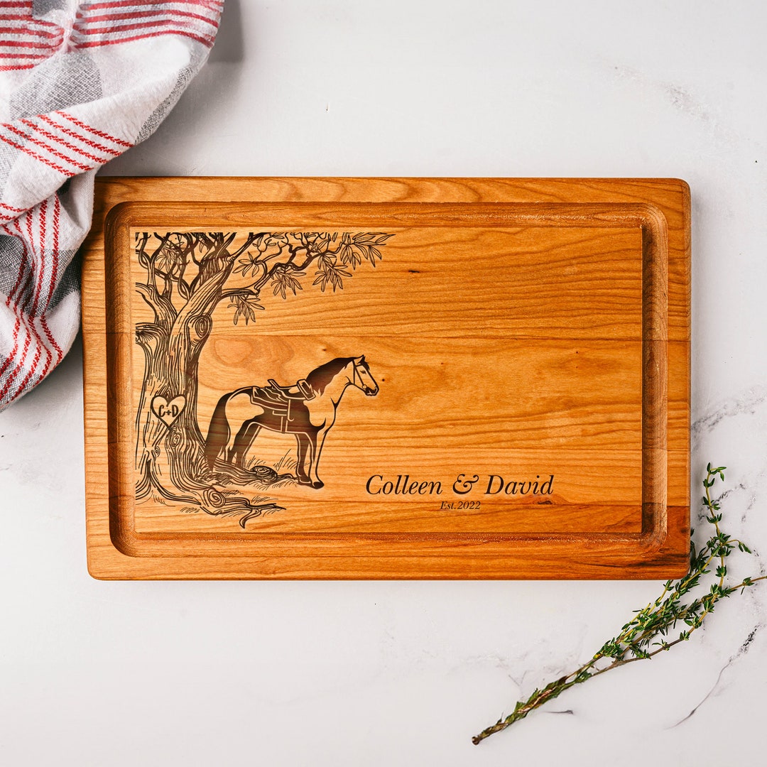 Horse Cutting Board, Personalized Cutting Board, Horse Themed Gift, Equestrian Gift, Ranch Gift
